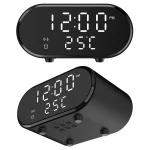 15W LED Mirror Wireless Charger Desktop Multifunctional Mini Clock, Black, White - Image 4