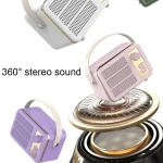 Mini Retro HIFI Level Stereo Sound Handheld Portable Bluetooth Speaker, Pink, White, Purple, Green - Image 8