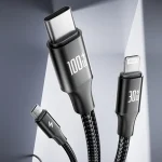 ROMOSS PD100W 3-In-1 Data Cable Type-C/USB-C To 8 Pin & Type-C & Micro Fast Charging Line, PD100W 3-In-1 (Black), PD100W 3-In-1  (Gray) - Image 2