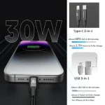 ROMOSS PD100W 3-In-1 Data Cable Type-C/USB-C To 8 Pin & Type-C & Micro Fast Charging Line, PD100W 3-In-1 (Black), PD100W 3-In-1  (Gray) - Image 4