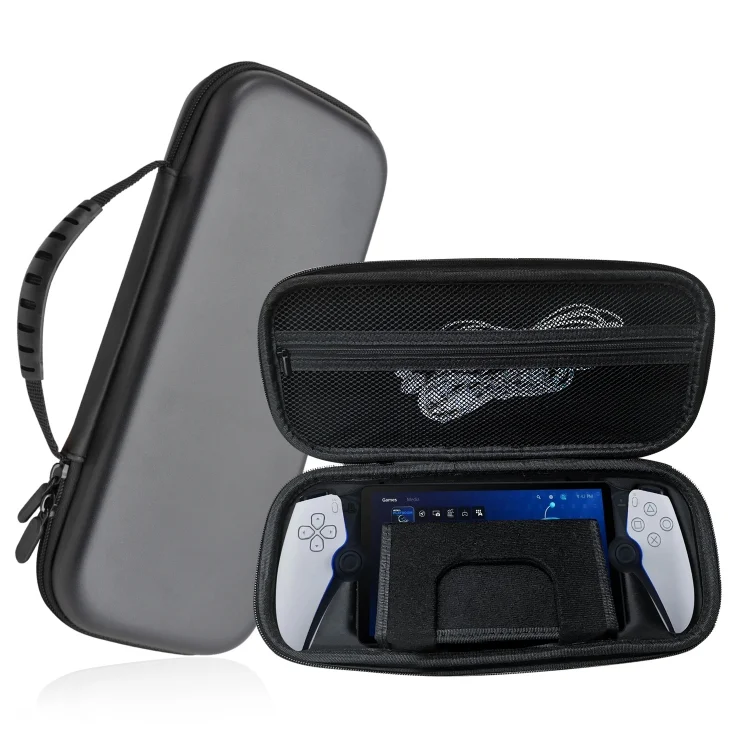 For PIayStation Portal Game Console EVA Leather Grain Handbag Clutch Protective Bag, Leather Grain