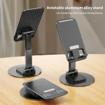 360 Degree Rotating Aluminum Alloy Phone Holder Desktop Telescopic Bracket, Black, White - Image 3