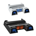 DOBE For PS5 Gamepad Multi-Function Dual Charger Cooling Fan Base With Disk Organizer, White, Black - Image 2