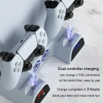 DOBE For PS5 Gamepad Multi-Function Dual Charger Cooling Fan Base With Disk Organizer, White, Black - Image 9