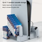DOBE For PS5 Gamepad Multi-Function Dual Charger Cooling Fan Base With Disk Organizer, White, Black - Image 10