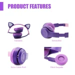 P47M LED Light-emitting Cat Ears Gaming Bluetooth Wireless Headset - Image 3