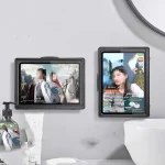Waterproof Shower Tablet Holder Case Bathroom Kitchen Wall Mount Storage Box For IPad, Tablet Black, Tablet  White