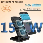15W Desktop Wireless Charger Mobile Phone Wireless Fast Charging Bracket, Z2 (Black), Z2 (White) - Image 2