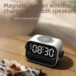 15W 3-In-1 Ambient Light Digital Display Clock Bluetooth Speaker Magnetic Wireless Charger - Image 6