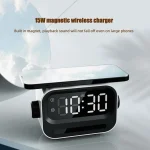 15W 3-In-1 Ambient Light Digital Display Clock Bluetooth Speaker Magnetic Wireless Charger - Image 7