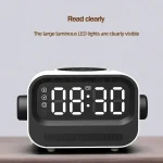 15W 3-In-1 Ambient Light Digital Display Clock Bluetooth Speaker Magnetic Wireless Charger - Image 9