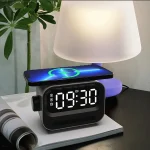 15W 3-In-1 Ambient Light Digital Display Clock Bluetooth Speaker Magnetic Wireless Charger - Image 10