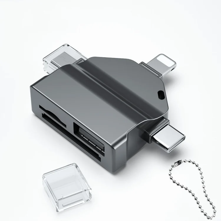 7 In 1 Multi-function OTG Card Reader for iPhone / Android Phone / Huawei / Laptops, PF-70 Black, PF-70 Silver Gray