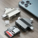 7 In 1 Multi-function OTG Card Reader for iPhone / Android Phone / Huawei / Laptops, PF-70 Black, PF-70  Silver Gray - Image 2