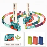 Children Dominoes Toy Train Electrical Music Light Train Automatic Casting Tokens Toy - Image 2