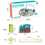 Children Dominoes Toy Train Electrical Music Light Train Automatic Casting Tokens Toy - Image 3