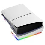 For Sony PS5 Slim IPEGA PG-P5S021 RGB Light Host Horizontal Stand With 4 USB HUBs, White, Black