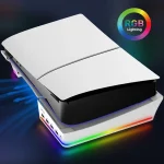 For Sony PS5 Slim IPEGA PG-P5S021 RGB Light Host Horizontal Stand With 4 USB HUBs, White, Black - Image 3