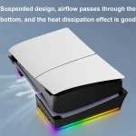 For Sony PS5 Slim IPEGA PG-P5S021 RGB Light Host Horizontal Stand With 4 USB HUBs, White, Black - Image 5