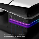 For Sony PS5 Slim IPEGA PG-P5S021 RGB Light Host Horizontal Stand With 4 USB HUBs, White, Black - Image 6