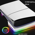For Sony PS5 Slim IPEGA PG-P5S021 RGB Light Host Horizontal Stand With 4 USB HUBs, White, Black - Image 7