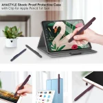 For Apple Pencil 1 AhaStyle PT141 Triple Defense Pen Clip Silicone Protective Case, Black, Wine Red, Midnight Blue - Image 7