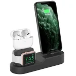 AhaStyle PT28-3 For iPhone / Apple Watch / AirPods 3 In 1 Silicone Desktop Charging Storage Base Bracket, Black, Dark Gray, Midnight Blue