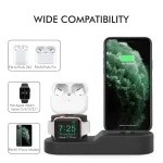 AhaStyle PT28-3 For iPhone / Apple Watch / AirPods 3 In 1 Silicone Desktop Charging Storage Base Bracket, Black, Dark Gray, Midnight Blue - Image 2