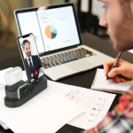 AhaStyle PT28-3 For iPhone / Apple Watch / AirPods 3 In 1 Silicone Desktop Charging Storage Base Bracket, Black, Dark Gray, Midnight Blue - Image 7