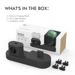 AhaStyle PT28-3 For iPhone / Apple Watch / AirPods 3 In 1 Silicone Desktop Charging Storage Base Bracket, Black, Dark Gray, Midnight Blue - Image 8