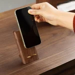 Wooden Desktop Mobile Phone Holder Simple Black Walnut Smartphone Stand - Image 3
