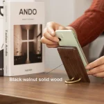 Wooden Desktop Mobile Phone Holder Simple Black Walnut Smartphone Stand - Image 4