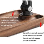 Desktop Mobile Phone Stand Lifting Folding Tablet Holder with Tray Base, Walnut, Beech Wood - Image 6