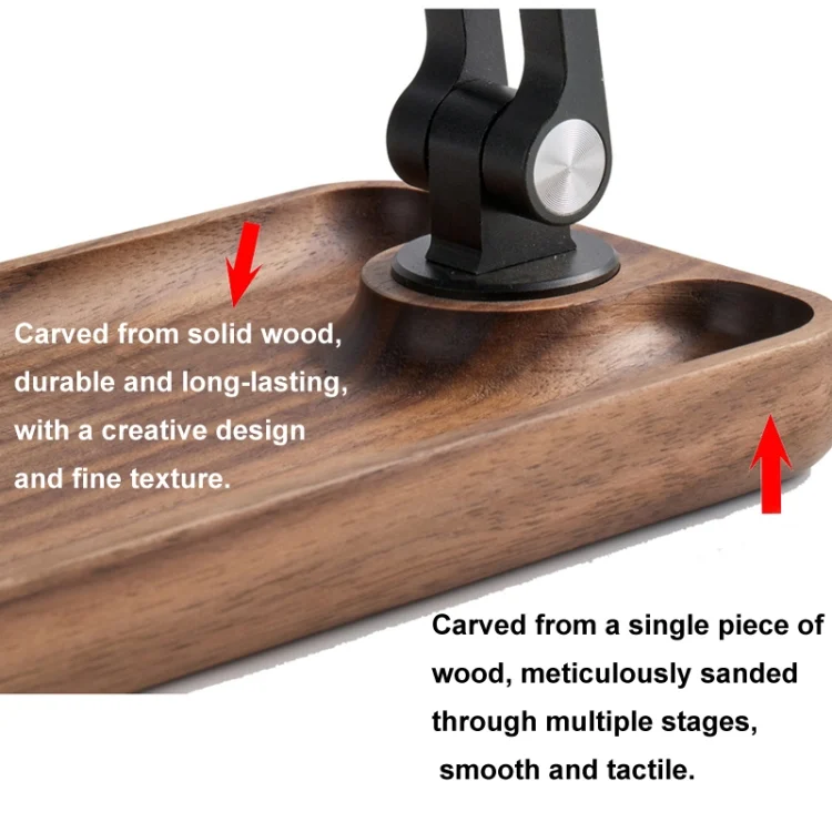 TBD06048873_B5.webp Desktop Mobile Phone Stand Lifting Folding Tablet Holder with Tray Base, Walnut, Beech Wood - Image 6
