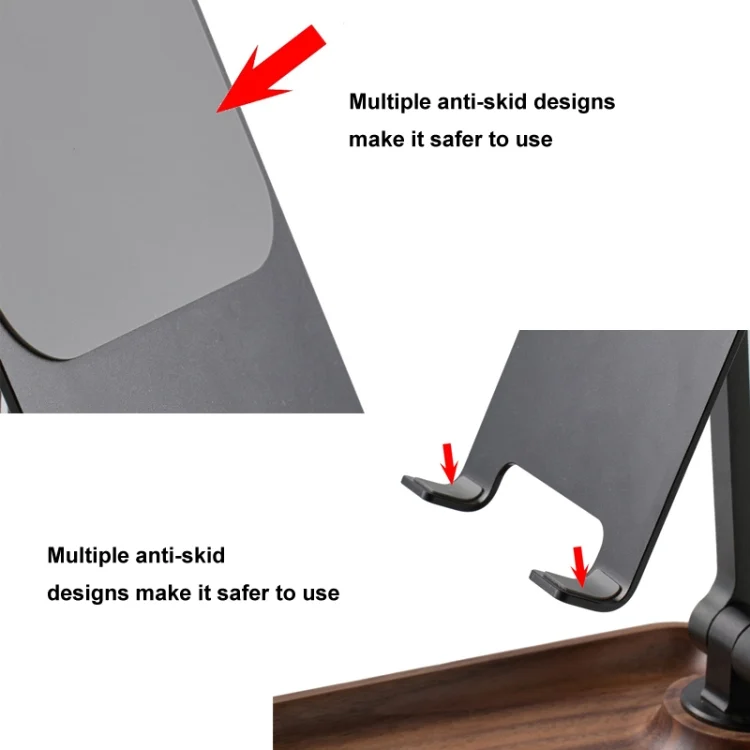 TBD06048873_B6.webp Desktop Mobile Phone Stand Lifting Folding Tablet Holder with Tray Base, Walnut, Beech Wood - Image 7
