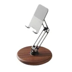 360 Degree Rotating Walnut Mobile Phone Holder Foldable Tablet Stand - Image 2