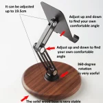 360 Degree Rotating Walnut Mobile Phone Holder Foldable Tablet Stand - Image 6