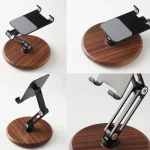 360 Degree Rotating Walnut Mobile Phone Holder Foldable Tablet Stand - Image 7