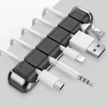 AhaStyle PT125 Aluminum Alloy + Silicone 5 Holes Position Cable Holder Desktop Data Cable Clip