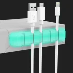 AhaStyle PT125-S 5 Holes Adhesive Version Silicone Cable Clip Desktop Data Cable Storage Holder