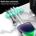 AhaStyle PT125-S 5 Holes Adhesive Version Silicone Cable Clip Desktop Data Cable Storage Holder - Image 2
