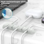 AhaStyle PT125-S 5 Holes Adhesive Version Silicone Cable Clip Desktop Data Cable Storage Holder - Image 3