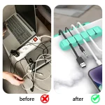 AhaStyle PT125-S 5 Holes Adhesive Version Silicone Cable Clip Desktop Data Cable Storage Holder - Image 4