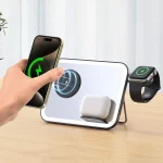 15W 3-in-1 MagSafe Magnetic Folding LED Makeup Mirror Night Light Wireless Charger, White, Pink, Black - Image 11