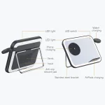 15W 3-in-1 MagSafe Magnetic Folding LED Makeup Mirror Night Light Wireless Charger, White, Pink, Black - Image 3