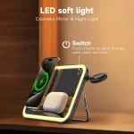 15W 3-in-1 MagSafe Magnetic Folding LED Makeup Mirror Night Light Wireless Charger, White, Pink, Black - Image 5