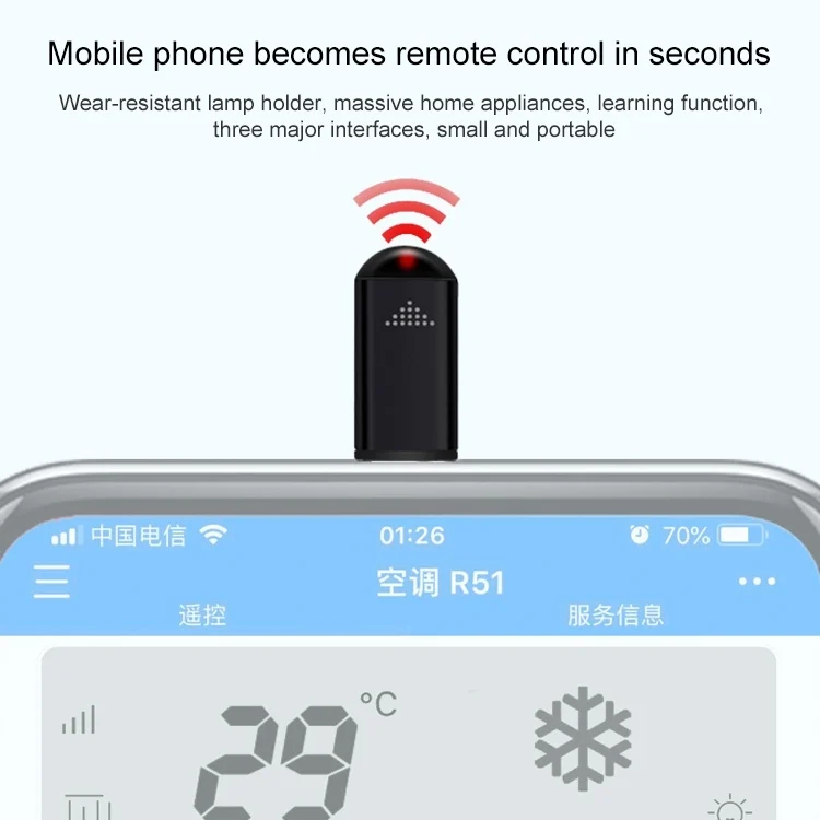 TBD06049767_B3.webp R09 For iPhone 15 Series Mobile Phone Infrared TV Air Conditioner Smart Remote Control, For iPhone 15 Series (Black USB-C) - Image 4