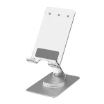 Acrylic Aluminum Alloy Mobile Phone and Tablet Stand Holder with 360-degree Rotating Base, Silver