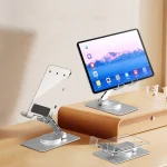 Acrylic Aluminum Alloy Mobile Phone and Tablet Stand Holder with 360-degree Rotating Base, Silver - Image 2