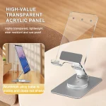 Acrylic Aluminum Alloy Mobile Phone and Tablet Stand Holder with 360-degree Rotating Base, Silver - Image 3
